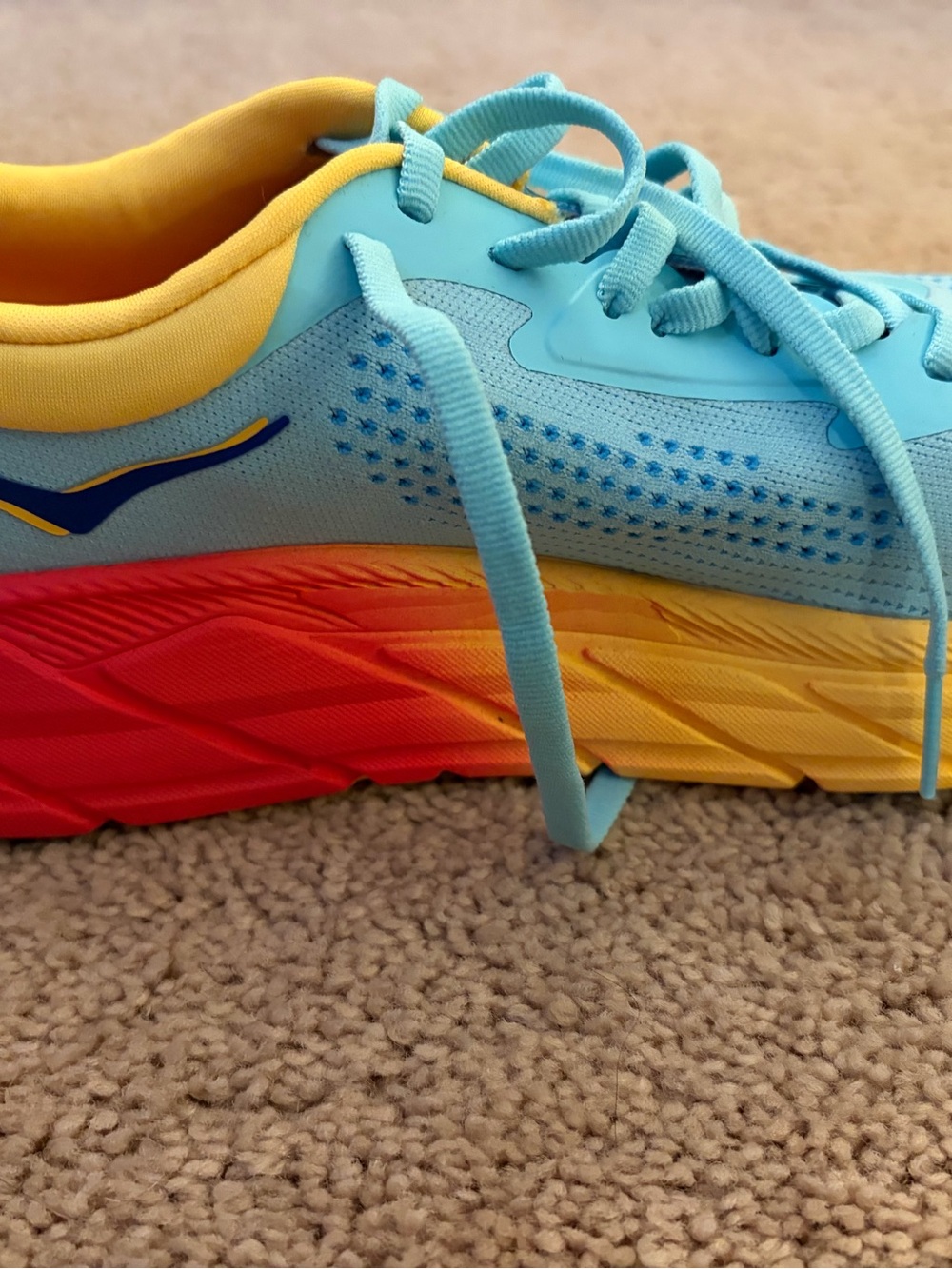 Hoka Light Blue, Yellow & Red Arahi 7 Running Shoe - Picture 11 of 13